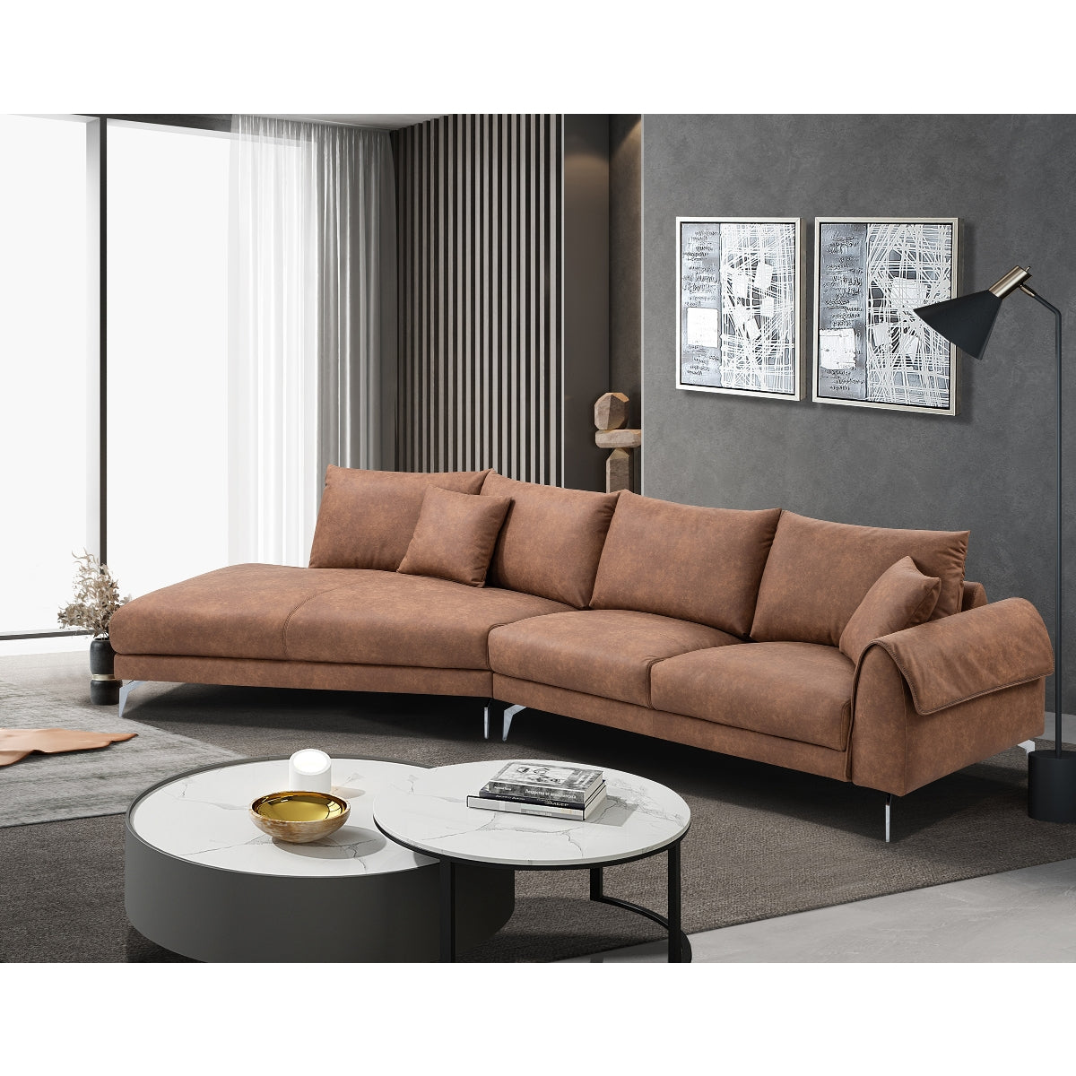 Blissful Retreat 2-Piece Sectional Sofa with Left Side Chaise Lounge & 2 Decorative Pillows - Perfect for Living Room, Family Room or Home Theater Comfort