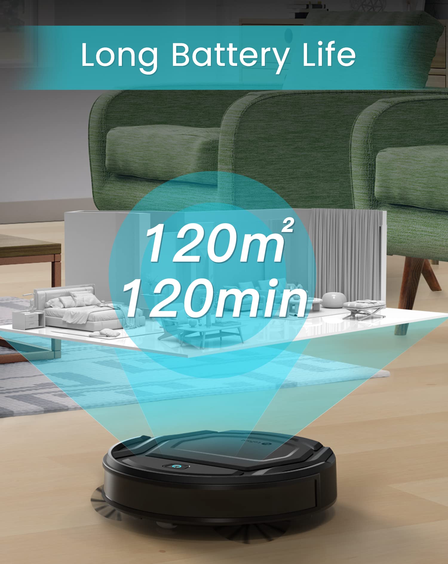 Lefant Robot Vacuum Cleaner 2200Pa Strong Suction, 120 Min Runtime, WiFi/Alexa/APP Control, Self-Charging, Slim Design for Hard Floors & Pet Hair - Perfect for Smart Home Cleaning & Daily Maintenance