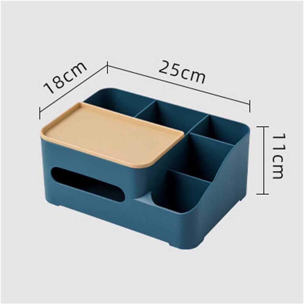 Multifunctional Double-Layer Tissue Box & Storage Organizer for Phone, Remote, Cosmetics | Desktop & Countertop Organizer for Home, Office, Bedroom, and Bathroom