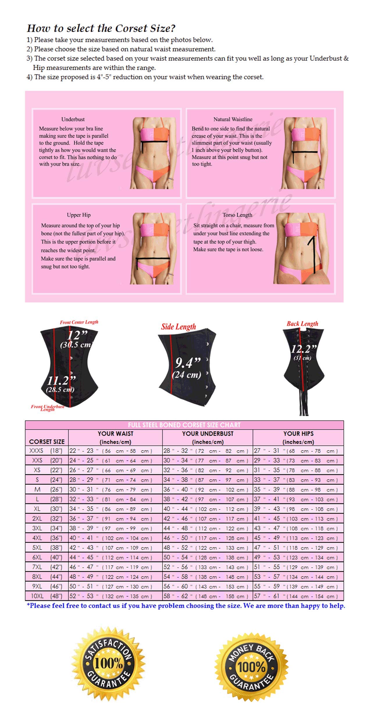 Luvsecretlingerie Heavy Duty 26 Double Steel Boned Waist Training Corset - Underbust Brocade Stripe Design #9966-STR for Waist Cincher, Body Shaping, Burlesque & Victorian Fashion Costume