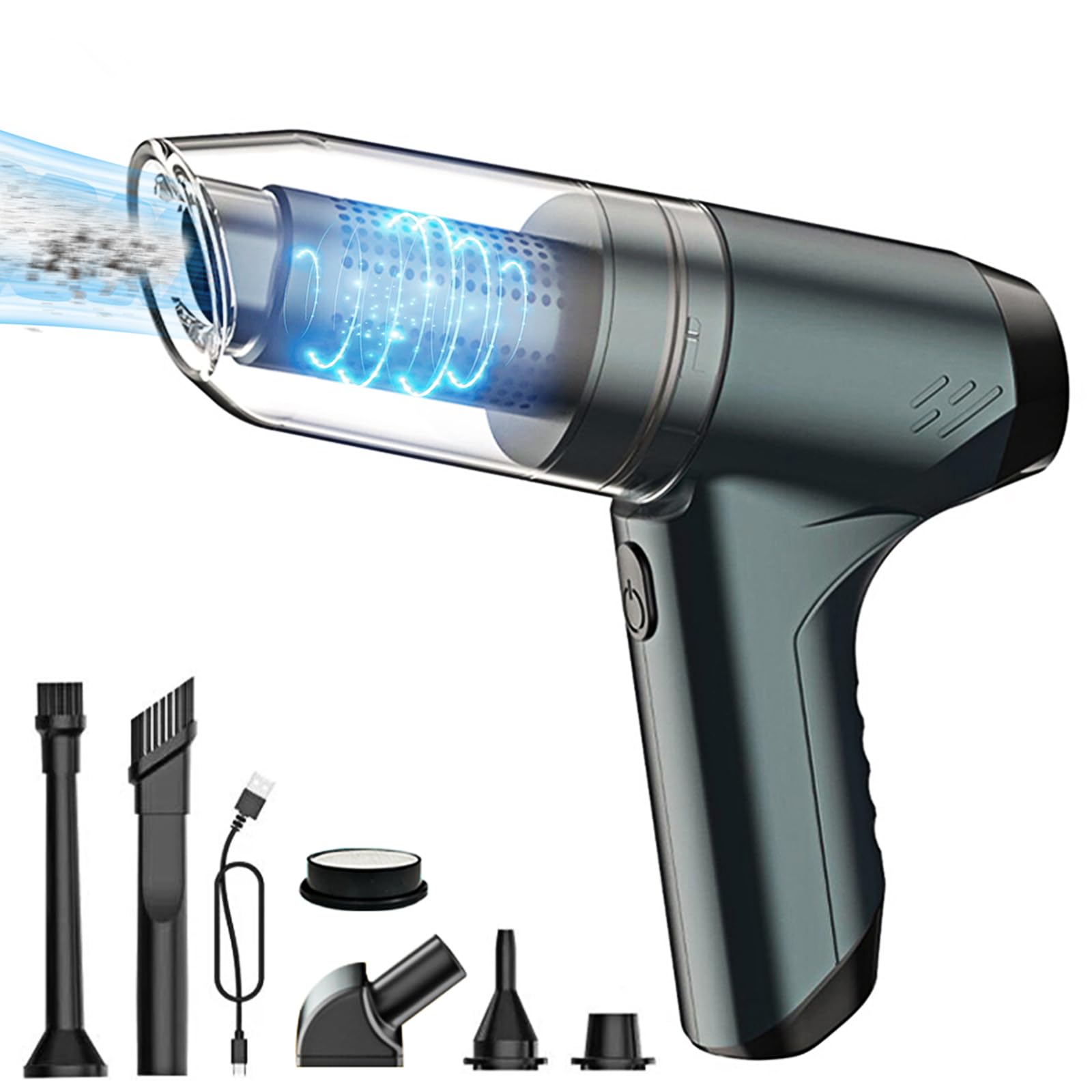 **12000PA Cordless Car Vacuum Cleaner - Powerful Handheld Vacuum with Brushless Motor, 3-in-1 Multifunctional Mini Vacuum for Car, Home & Office Cleaning (Green) - Perfect for Quick Spills, Pet Hair & Dust Removal**
