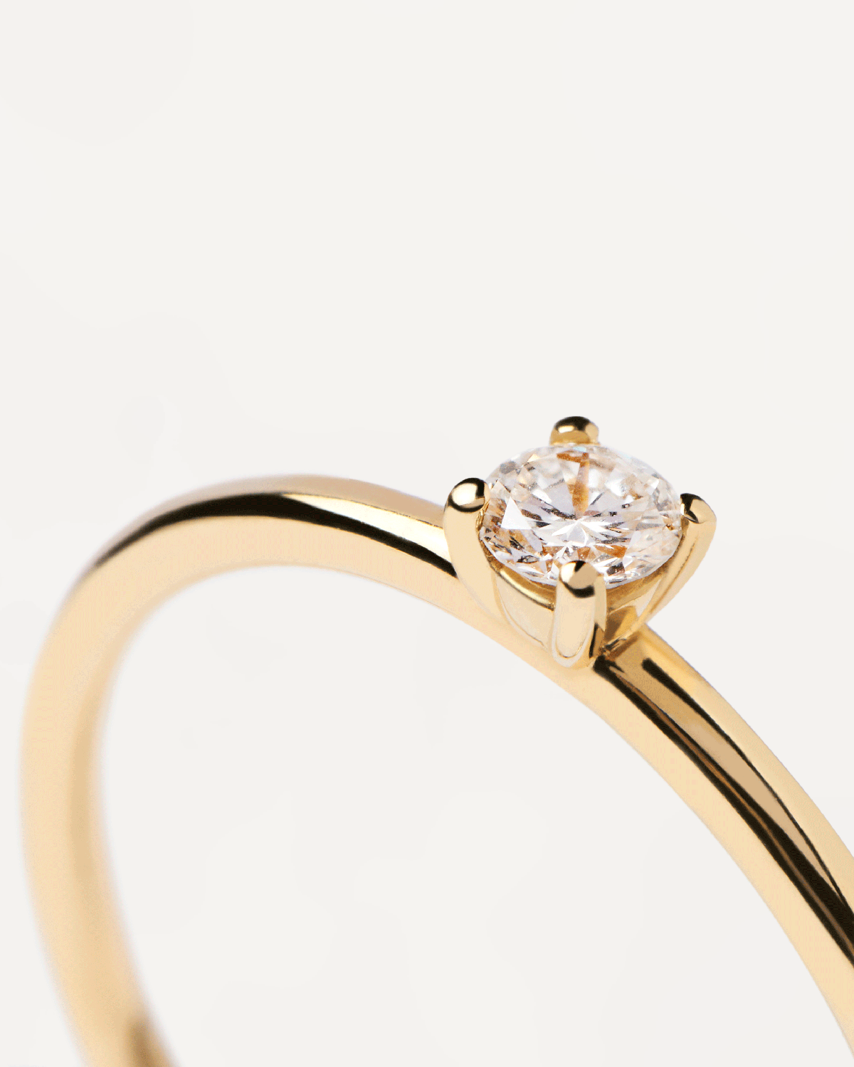 GRID 1 Diamond Solitaire Mini Ring in 14K Yellow Gold - Elegant Everyday Jewelry for Women