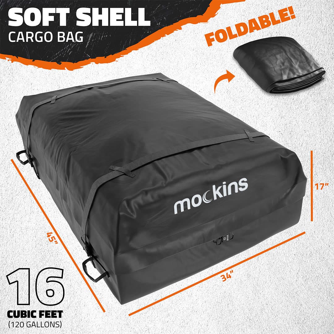 64x39x6 Expandable Car Roof Cargo Carrier - 16 Cu Ft Waterproof Roof Bag for SUV, Truck & Travel - Perfect for Road Trips, Camping & Outdoor Adventures