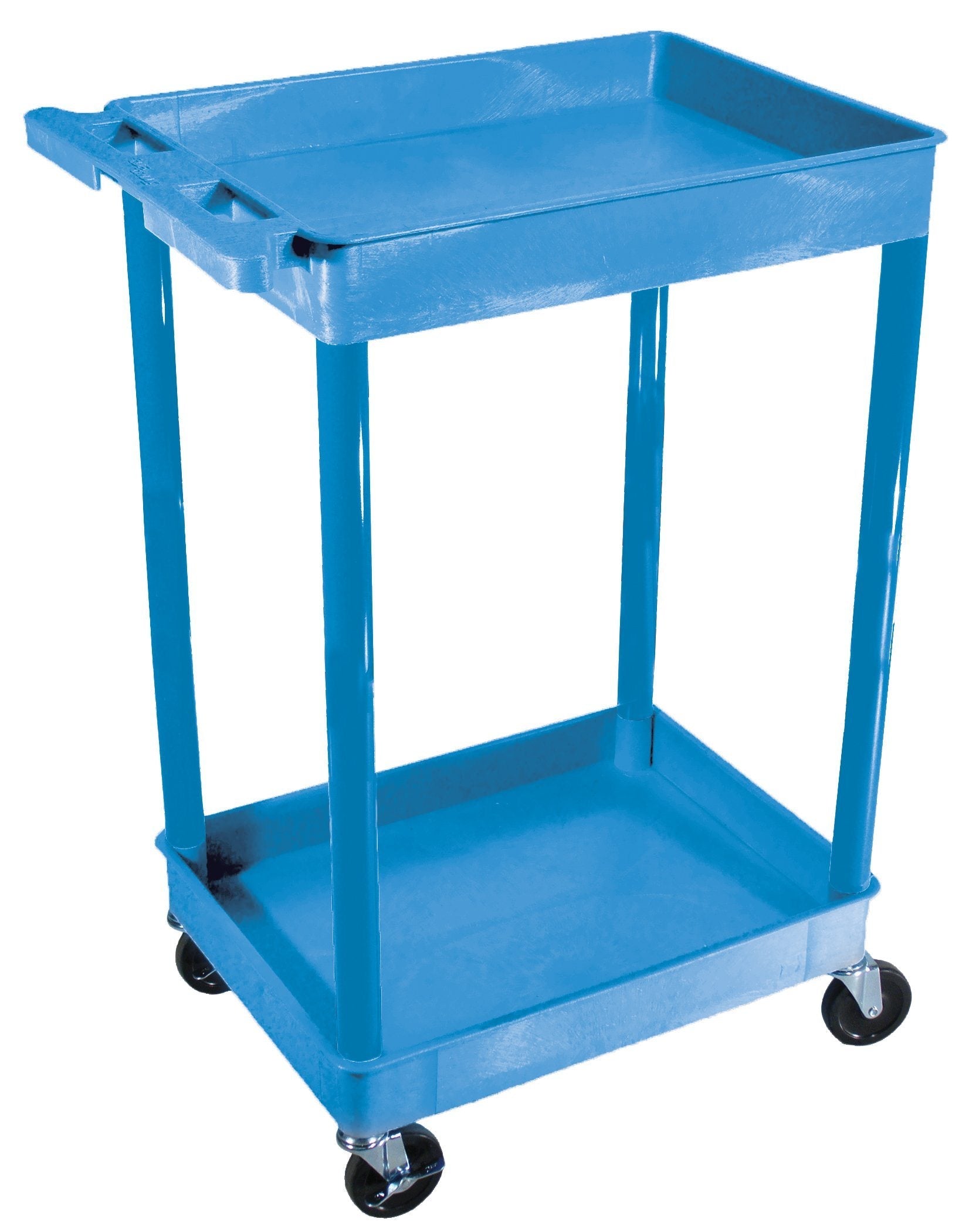 Luxor Blue 2-Shelf Rolling Utility Cart - Heavy Duty Metal Storage Organizer for Bathroom, Kitchen, Office or Laundry Room - Perfect for Organizing Cleaning Supplies, Towels and Household Items