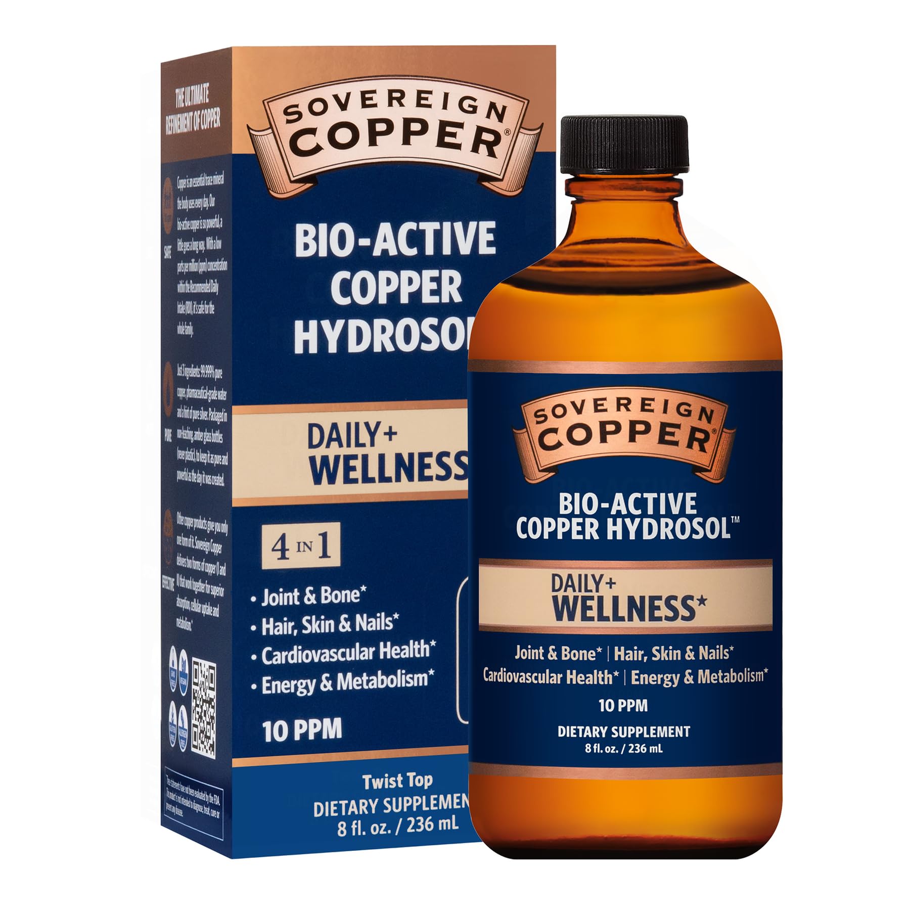 Sovereign Copper Bio-Active Copper Hydrosol Spray - 8oz (240ml) | Natural Skin Care & Immune Support | Perfect for Daily Facial Mist & Wellness Routine