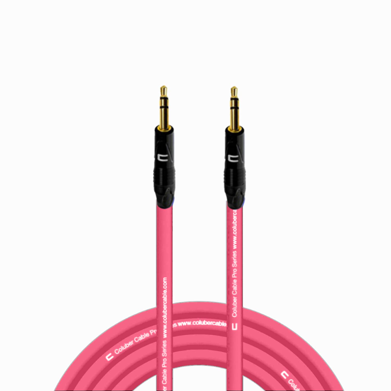 COLUBER CABLE 3.5mm TRS Male to TS Male 20ft Pink Audio Cable - Professional 3-Pin Microphone Connector for Powered Speakers, Audio Interface & Mixer - Perfect for Live Performances, Studio Recording & DJ Setups