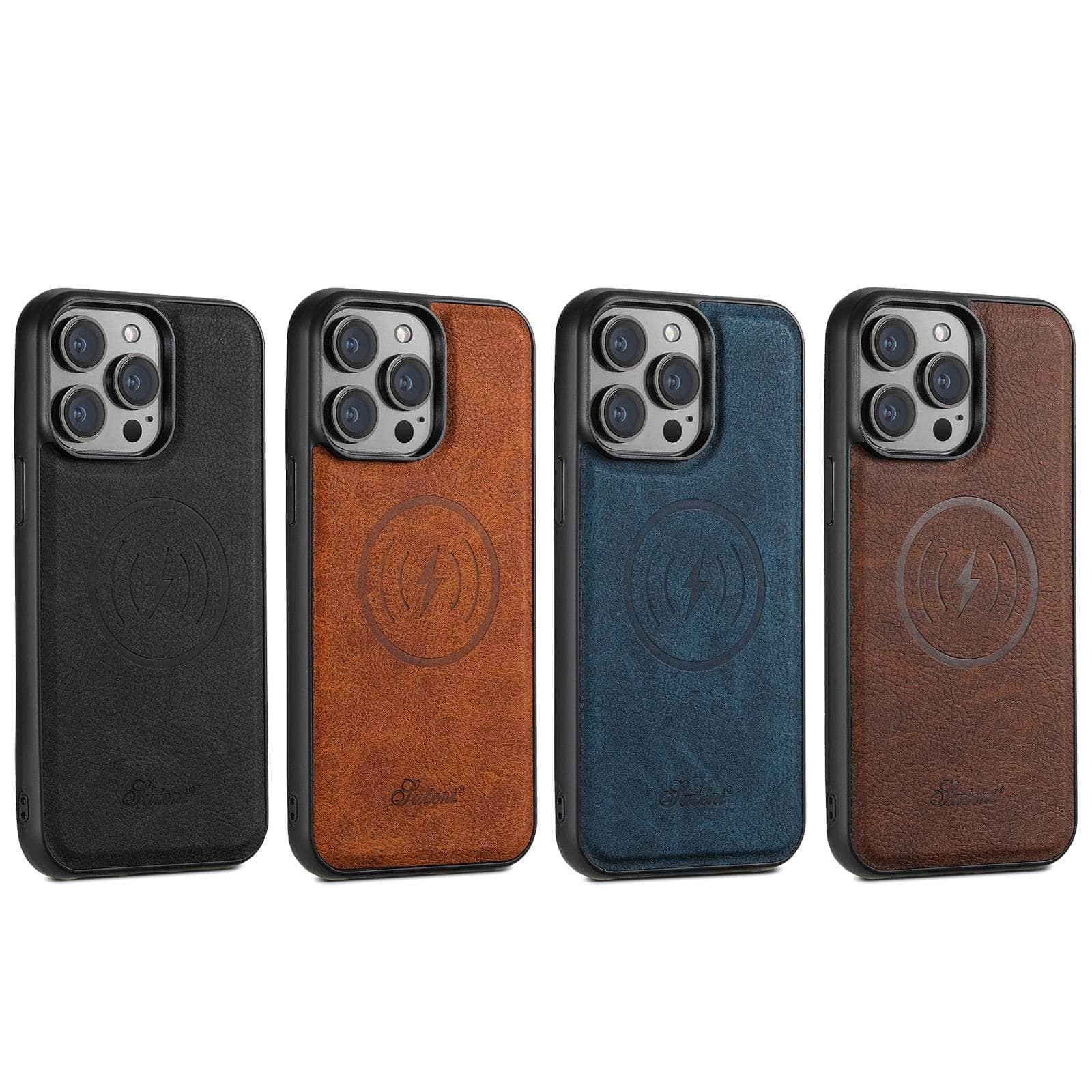 Magnetic Leather Card Case for iPhone 15 - Slim Wallet with RFID Protection | Perfect for Everyday Carry, Travel & Business Use