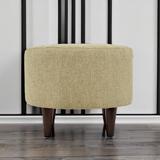 MJL Furniture Designs Sophia Round Ottoman Foot Rest - Upholstered & Padded Vanity Stool for Couch, Living Room, Bedroom - Perfect for Entryway, Home Office & Reading Nook - Soft & Comfortable Seat for Relaxing, Watching TV or Decorating Your Space