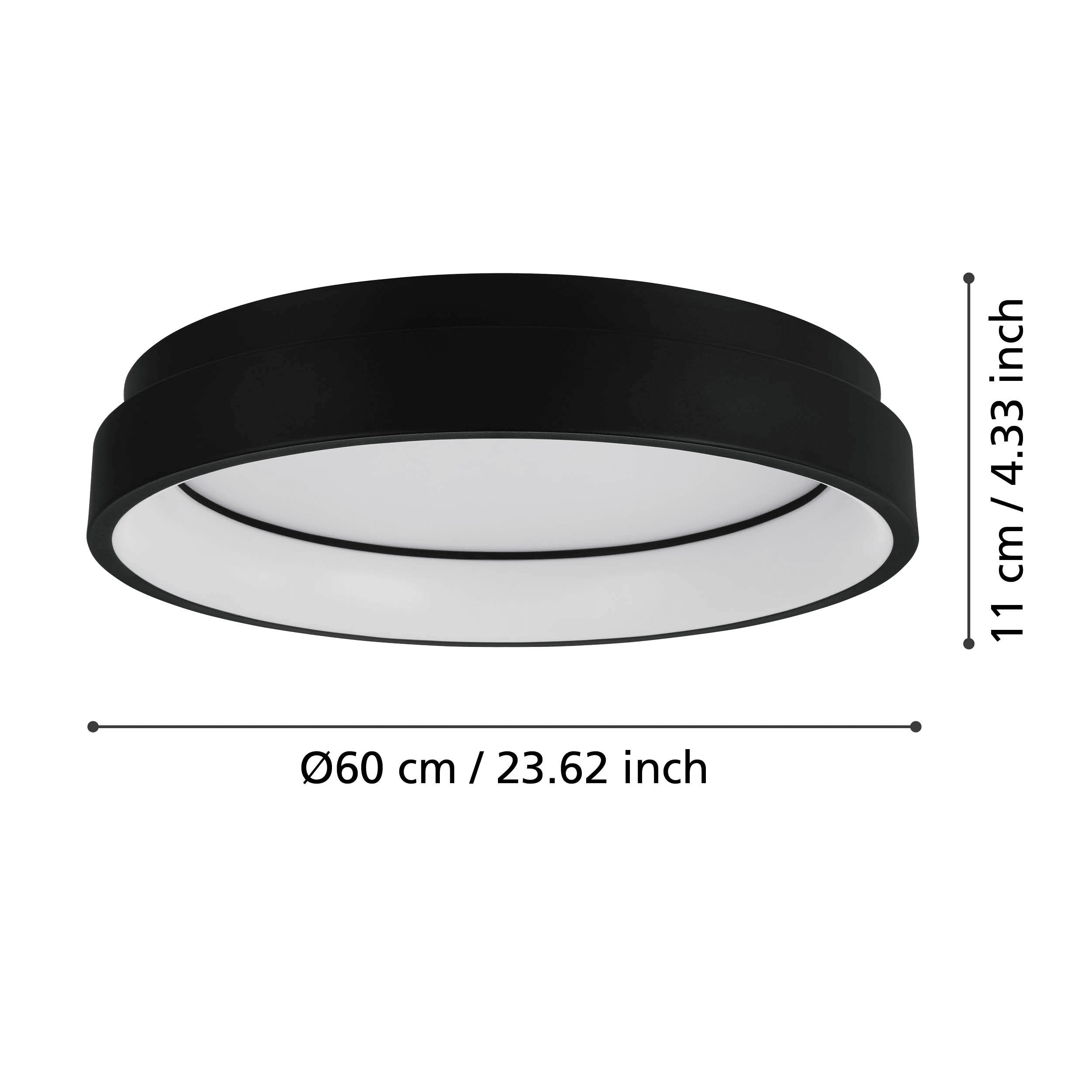 Eglo Connect Marghera Z Smart Black Ring LED Ceiling Light - Modern Flush Mount for Living Room, Bedroom & Kitchen - Alexa & Google Home Compatible
