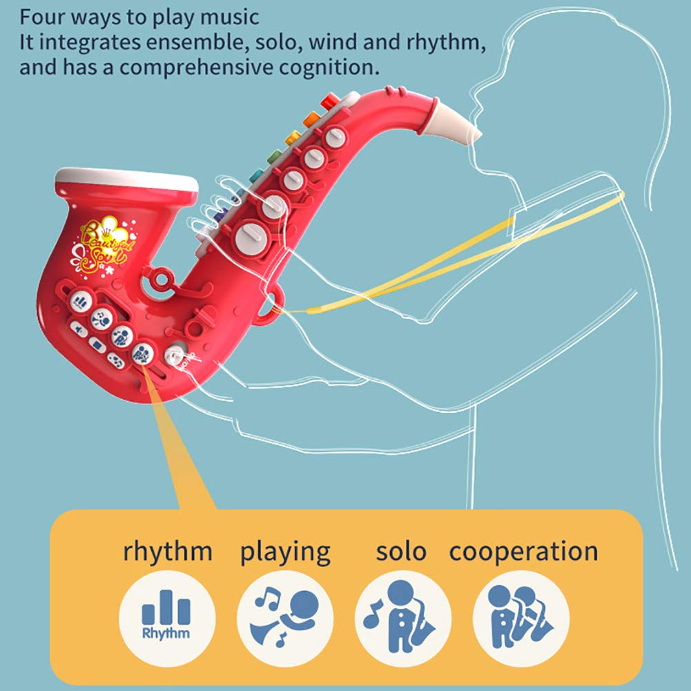 SmartRoll Kids Saxophone Toy with Light & Sound - Multifunctional Early Learning Musical Instrument for Toddlers & Beginners - Mini Saxophone Simulation for Boys & Girls - Perfect for Birthday Gifts & Music Education