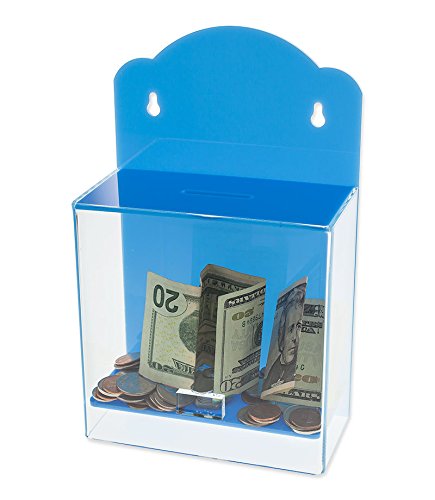 SOURCEONE.ORG Clear Acrylic Donation Box - Wall Mount or Countertop Money Collection Box with Lock - Perfect for Churches, Events, Retail Stores & Fundraisers