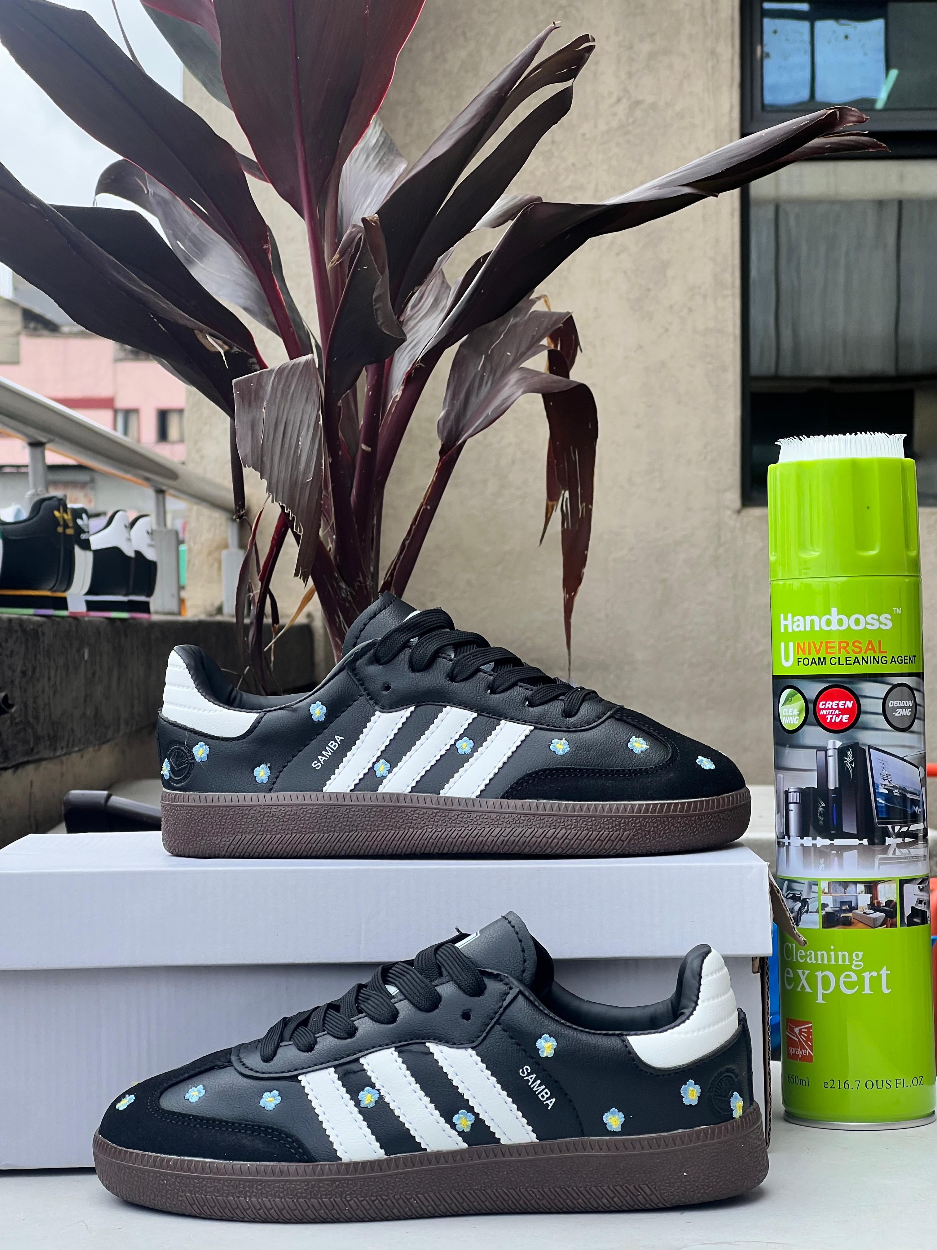 Adidas Samba Black White Sneakers with Floral Design - Stylish & Comfortable for Casual Wear, Street Fashion, and Everyday Outfits