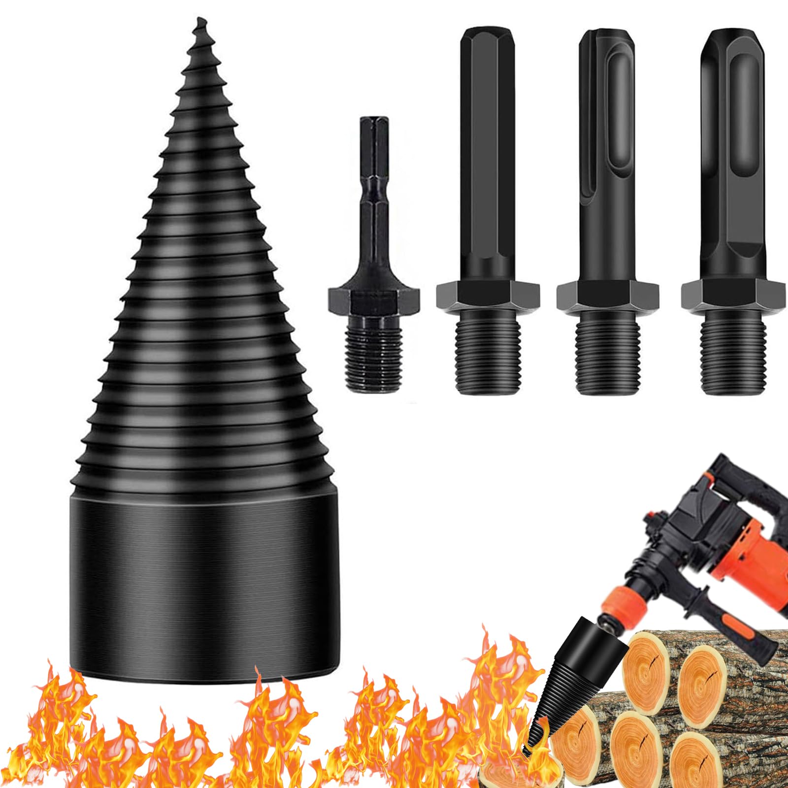 32mm Sherem Easy Split Drill Bit - Wood Splitter & Firewood Drill Bit Set for Efficient Log Splitting | Perfect for Firewood Preparation, DIY Woodworking, and Outdoor Camping