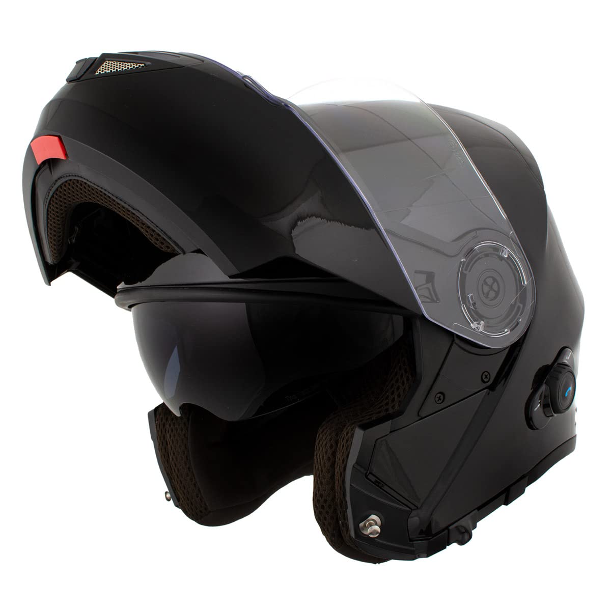 Milwaukee H7000 Glossy Black Modular Full Face Motorcycle Helmet with Bluetooth - Wireless Music Streaming & Hands-Free Calls - DOT Approved - Small Size - Perfect for Commuting & Adventure Riding