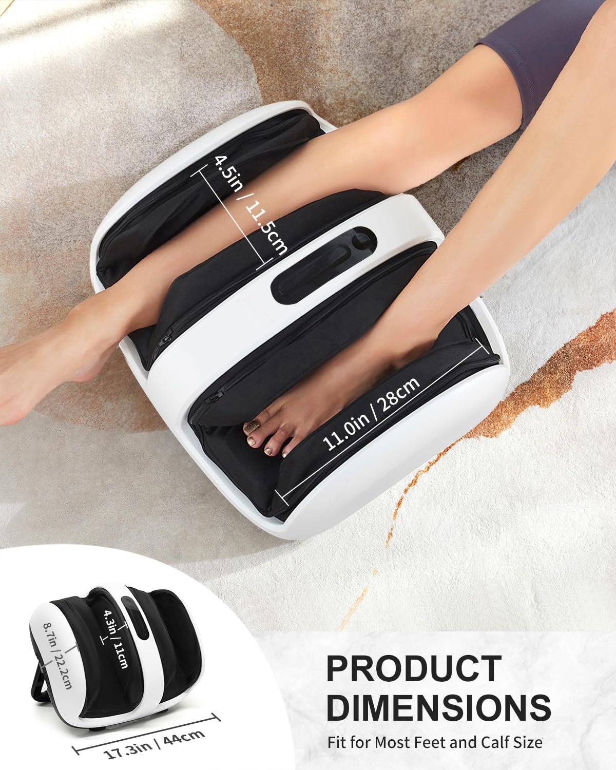 Nekteck Shiatsu Foot Massager with Heat - Electric Deep Kneading & Vibration for Feet, Calf, Arm Pain Relief - Smart APP Control for Muscle Relaxation & Circulation - Perfect for Home, Office Use and Post-Workout Recovery (White)