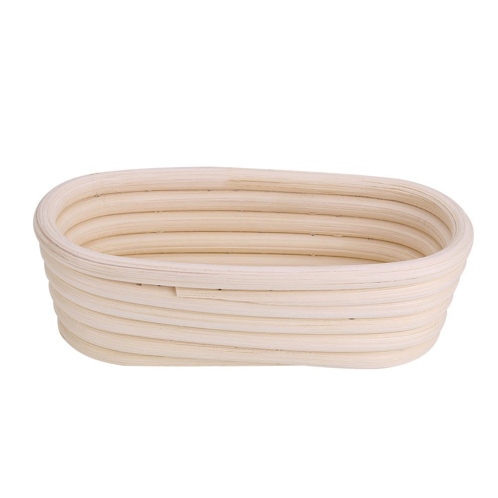 FAMKIT Natural Cane Banneton Bread Proofing Basket - Handmade Unbleached Dough Rising Basket (21x13.5x8cm) for Artisan Sourdough, French Bread & Homemade Baking - Perfect for Bread Making, Pastry Proofing & Kitchen Decor