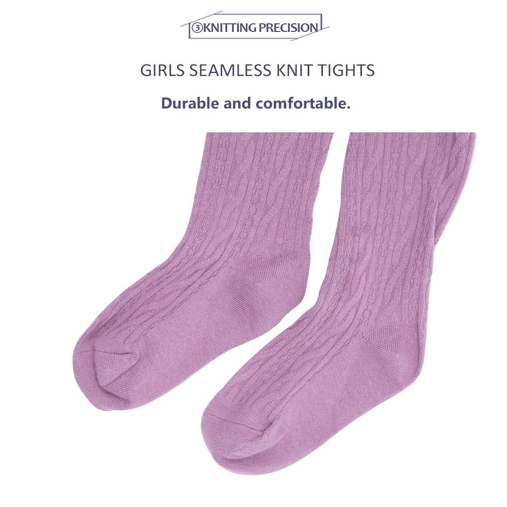 TechCity Girls' Seamless Cotton Cable Knit Tights & Leggings for Toddlers 2-14 Years - Soft Stretchy Stockings for School, Play & Winter Outfits