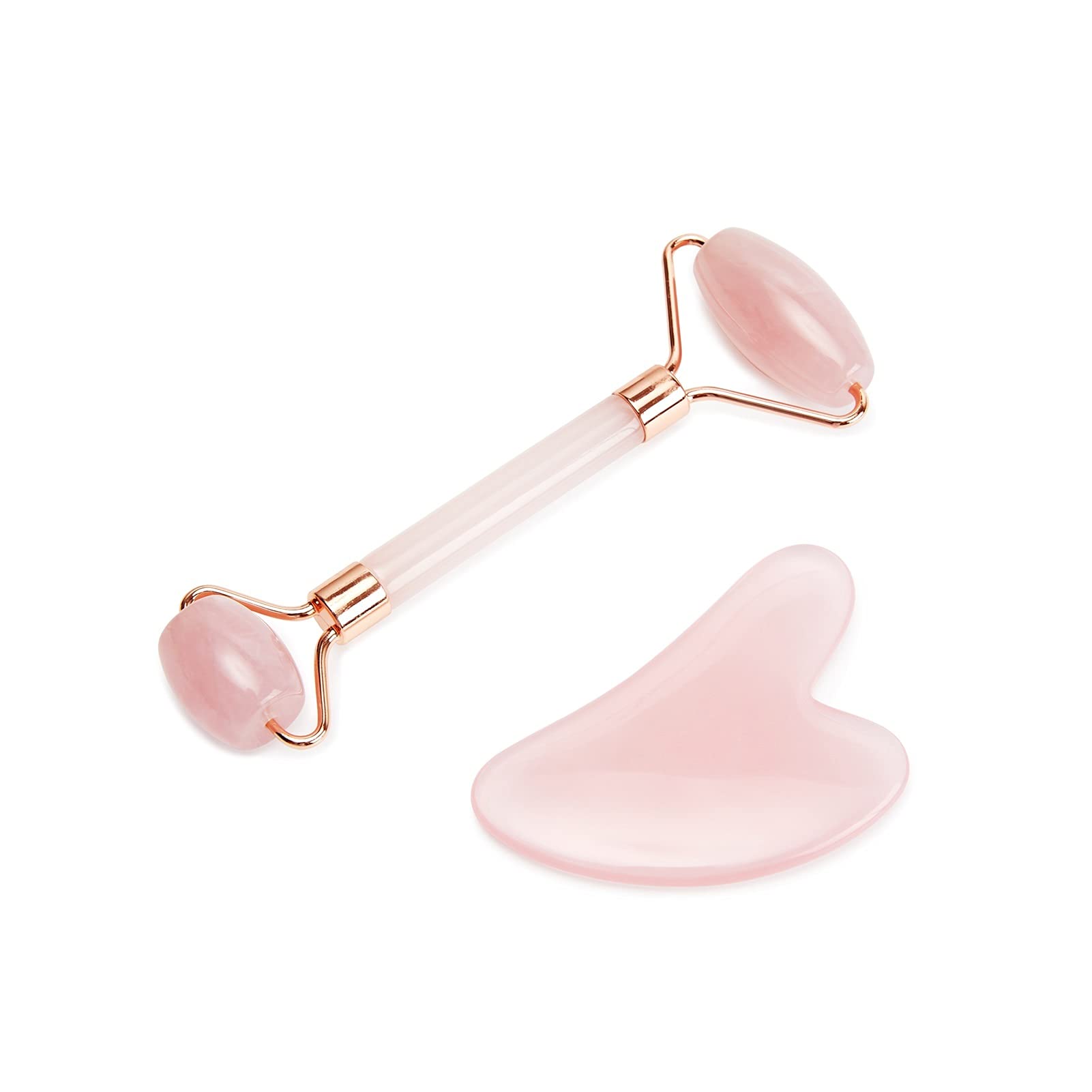 Kigauru 2-Piece Gua Sha Scraper Set - Pink Facial Massage Tool for Face Lifting, Wrinkle Reduction & Skin Care | Beauty Roller for Anti-Aging & Lymphatic Drainage | Perfect for Home Spa & Self-Care Routine
