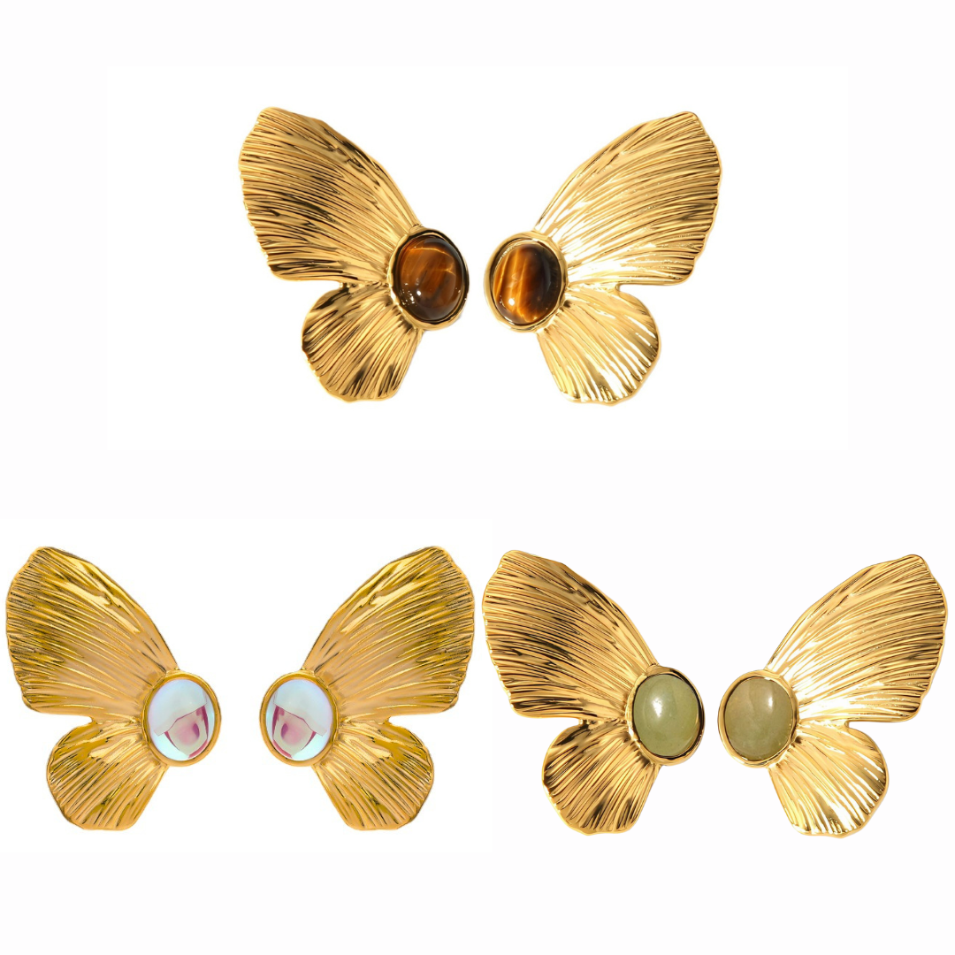 18K Gold Plated Chunky Butterfly Stud Earrings for Women - Fashion Jewelry Gift for Birthday, Anniversary & Valentine's Day | JDE004 | Perfect for Parties, Date Nights & Special Occasions