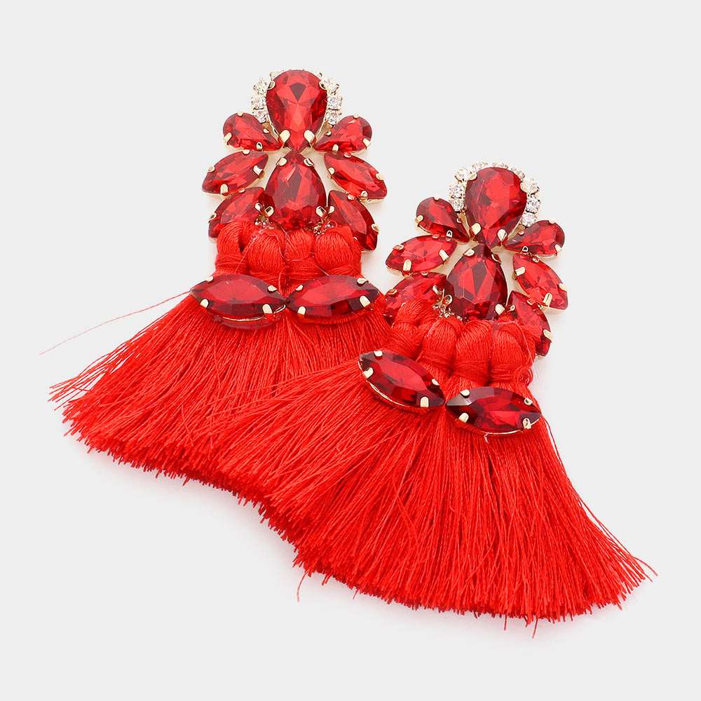 Elegant Teardrop Marquise Stone Fringe Earrings for Women - Dainty Boho Chic Jewelry Accessories - Perfect for Weddings, Parties & Date Nights