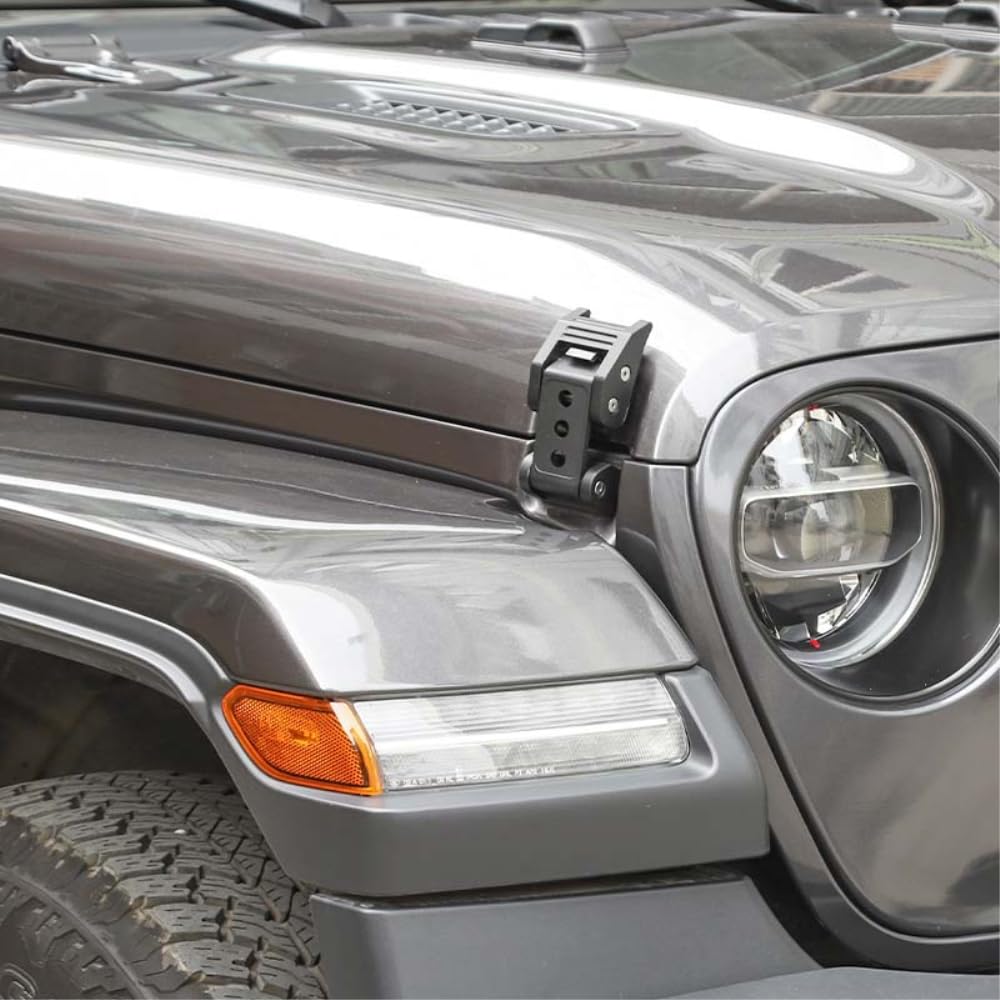 JeCar Aluminum Hood Latches Locking Kit for Jeep Wrangler JK JKU (2007-2018) & JL JLU (2018-2024) | Gladiator JT (2020-2024) | D-Style Design | Off-Road Security Upgrade | Perfect for Trail Riding & Daily Driving