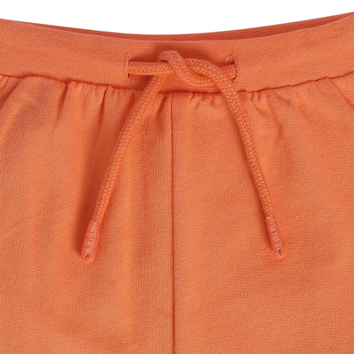 Miniklub Baby Full Length Knitted Cotton Jogger Pants - Soft & Comfortable Orange Joggers for Infants & Toddlers - Perfect for Playtime, Daycare & Family Outings