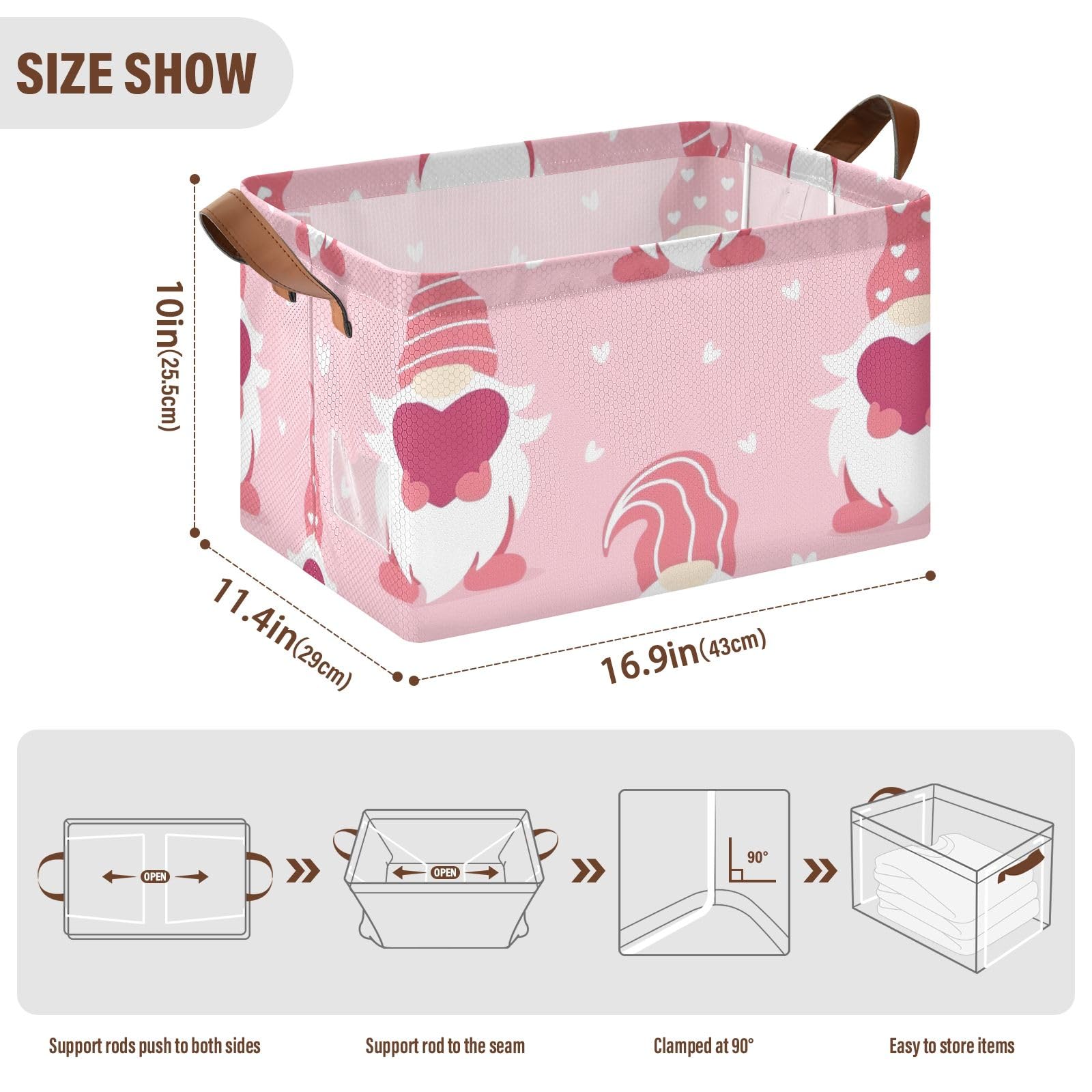 Durable Stackable Storage Bins for Pantry Organization - Halloween Basket Stuffers & Valentine's Gnome Design - Perfect for Home, Office, and Seasonal Decor Storage