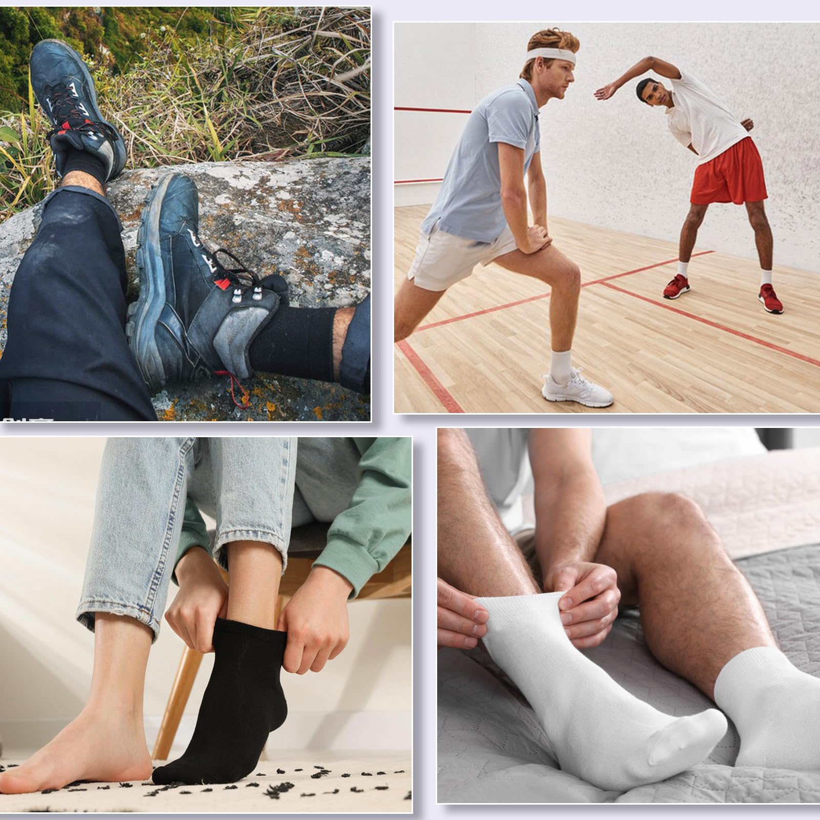60 Pairs Men's Quarter Ankle Socks - Moisture Wicking Athletic Crew Socks for Running, Gym & Casual Wear - Breathable Unisex Socks for Men & Women (Black, White, Grey) - Perfect for Sports, Workouts & Everyday Comfort