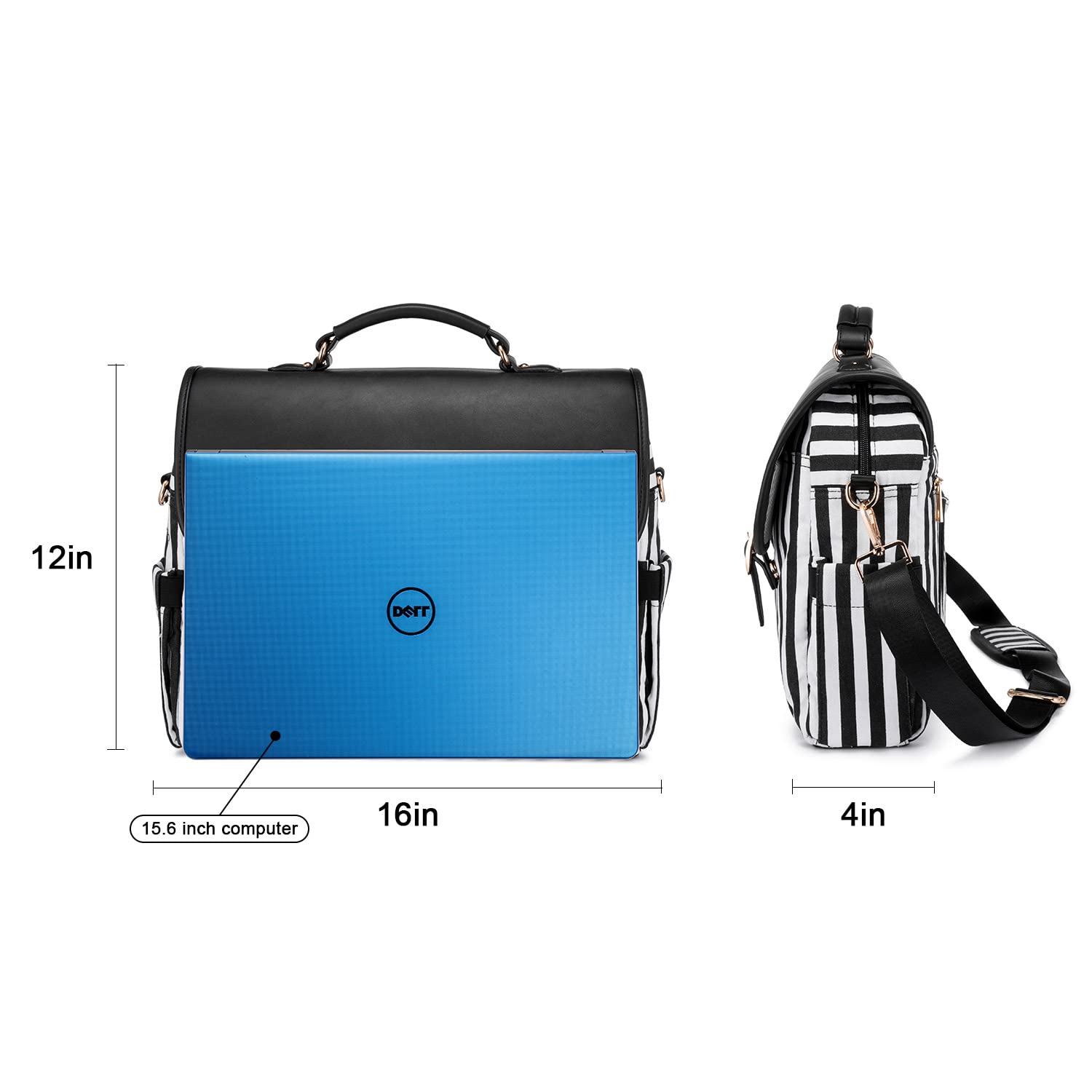 LOVEVOOK Large 15.6 Inch Laptop Bag for Women - Stylish Cute Messenger Briefcase, Business Work Bag & Purse - Black Pro - Perfect for Office, Travel & School Commute