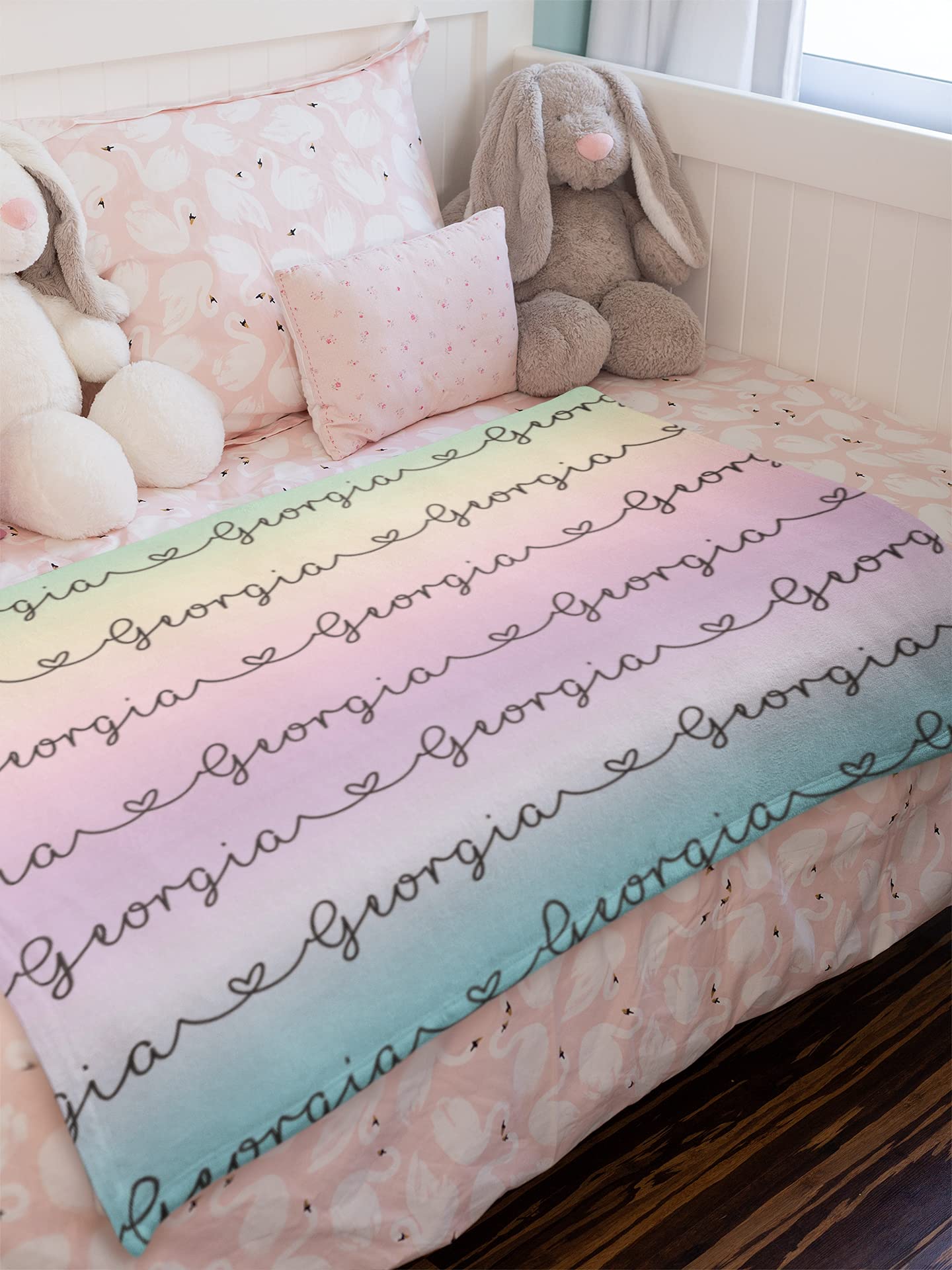 Personalized Name Blankets for Baby, Kids & Adults - Custom Fleece Throw Blanket with Name for Newborn Nursery, Christening, Baptism Gift - Cozy Gift for Mom, Grandma & Family