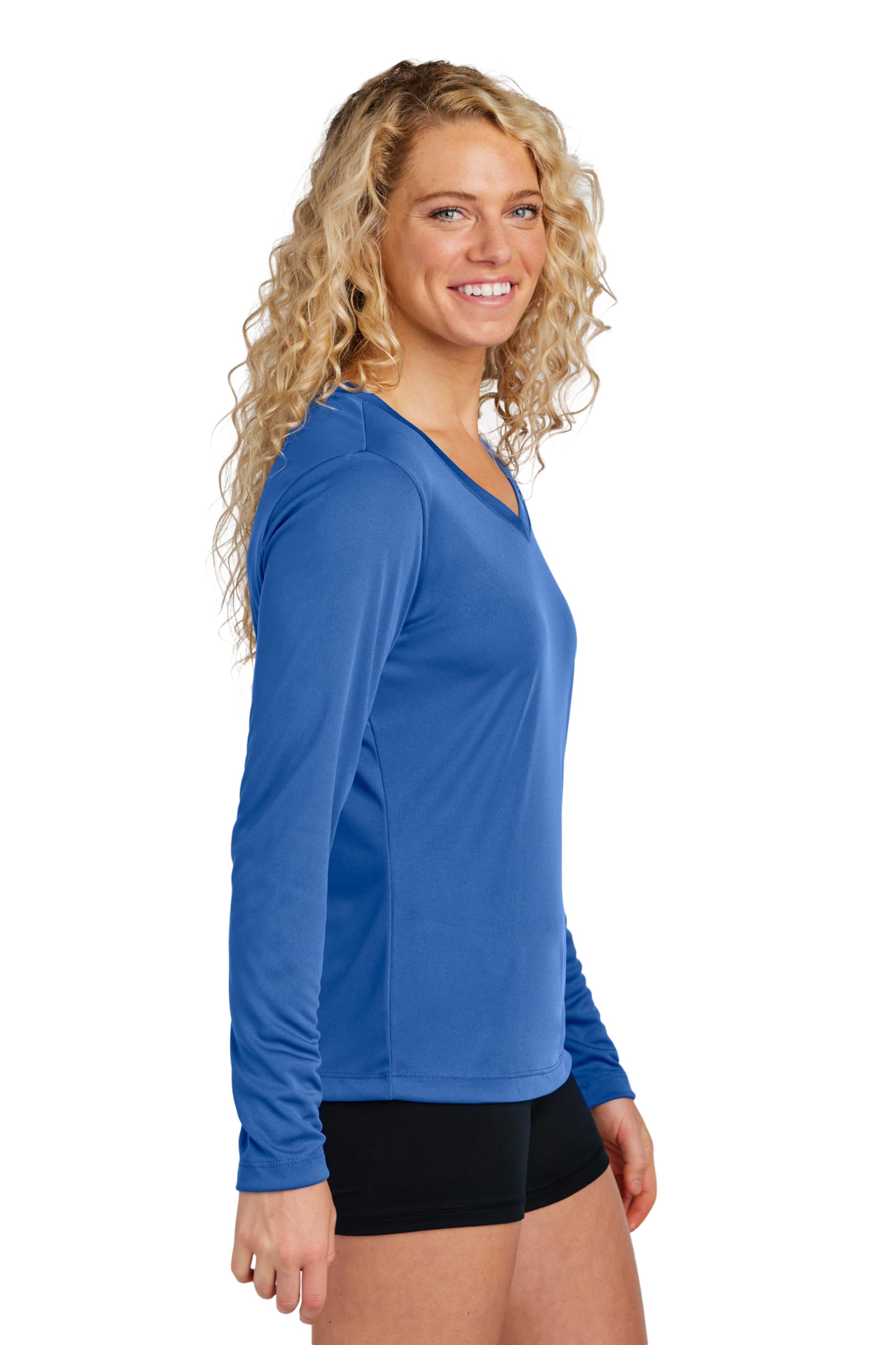 Women's Long Sleeve V-Neck Workout Tops - Gym & Yoga Shirts for Plus Sizes