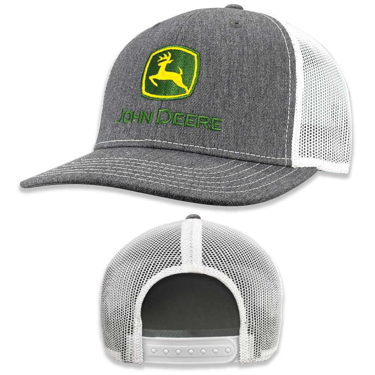 John Deere Men's Trucker Hat - Adjustable Mesh Back Baseball Cap for Outdoor Work, Farming & Casual Wear