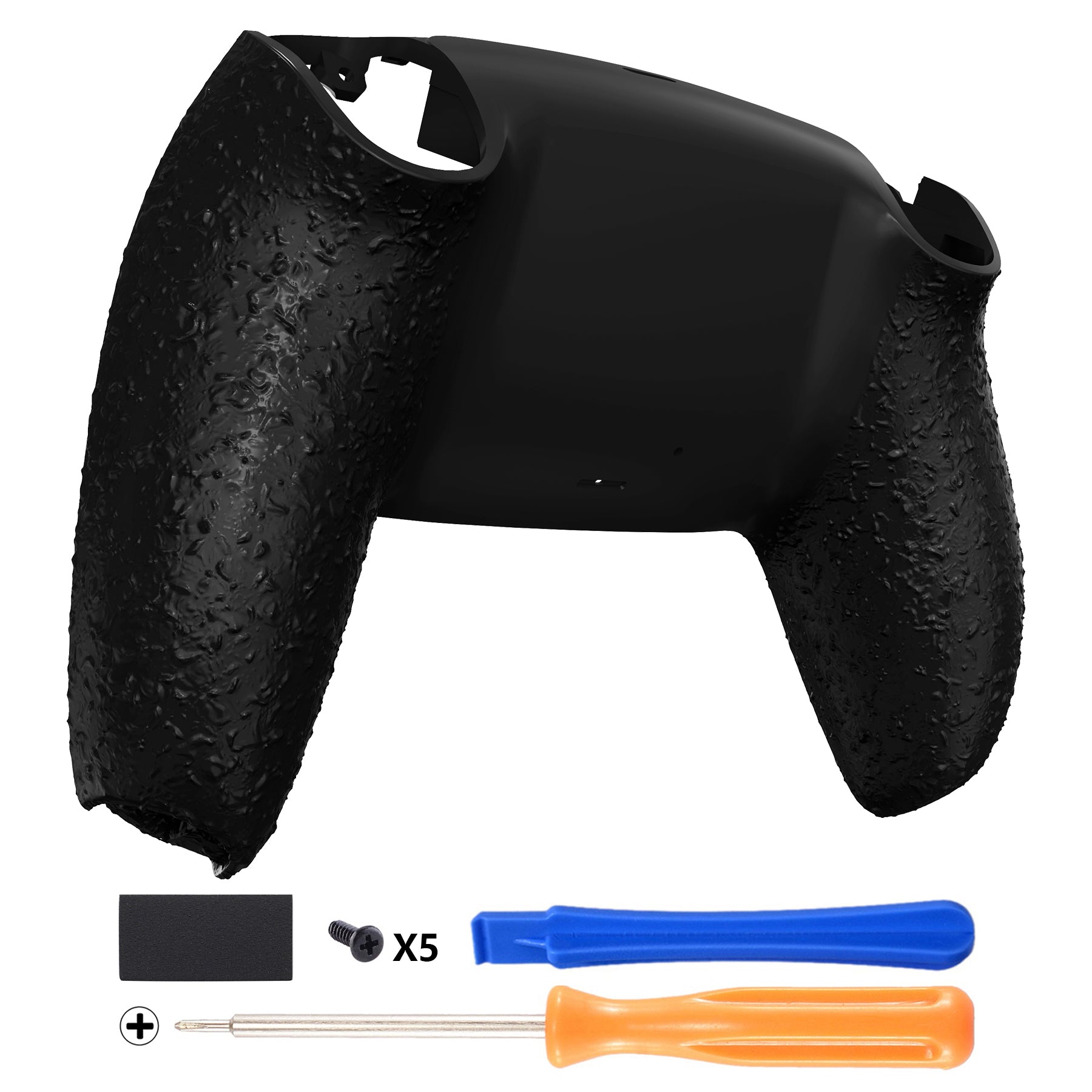 eXtremeRate Textured Black Replacement Back Housing Bottom Shell for PS5 Controller BDM 010/020/030/040/050 - DIY Repair & Customization for Enhanced Grip & Comfort