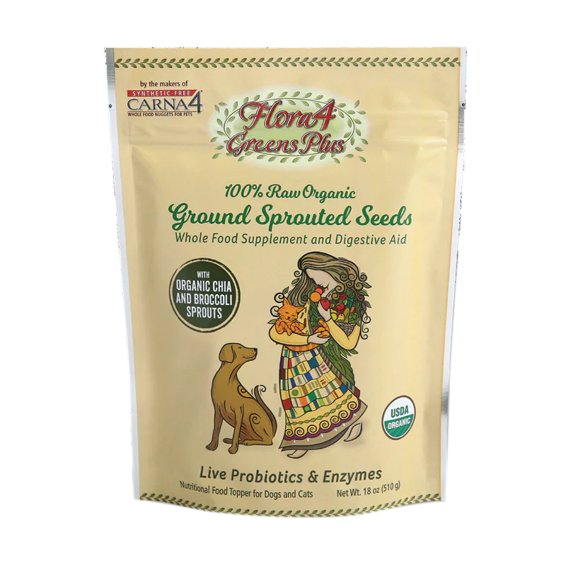 Carna4 Flora4 Plus Sprouted Seed Topper for Dogs - Organic Grain-Free Dog Food Topper with Probiotics - Perfect for Kibble, Wet Food & Raw Diets