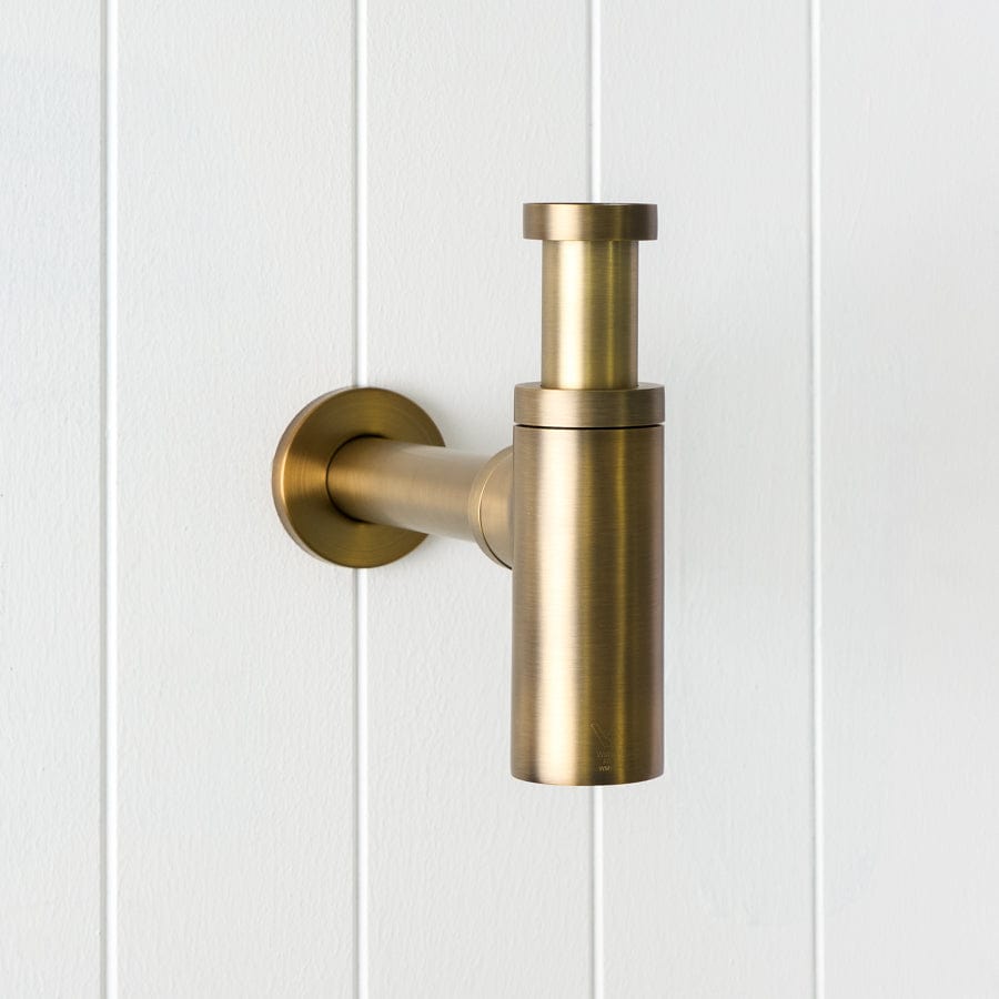 Vintage Brass Basin Bottle Trap - Durable Bathroom Sink Drain Pipe for Classic & Modern Decor - Perfect for Farmhouse, Victorian, or Rustic Style Homes