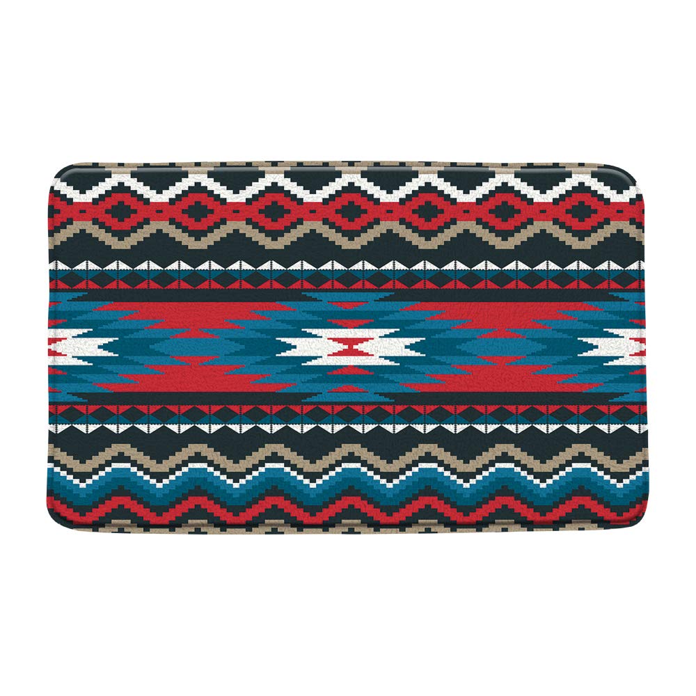 LIVEFUN Aztec Bath Mat - Southwestern Native American Ethnic Pattern, Navajo Vintage Abstract Geometric Tribal Design, Colorful Microfiber Memory Foam Bathroom Rug (16x24 + 16x48 Inch) - Soft Non-Slip Shower Mat for Bathroom Decor & Cozy Home Spa Experience