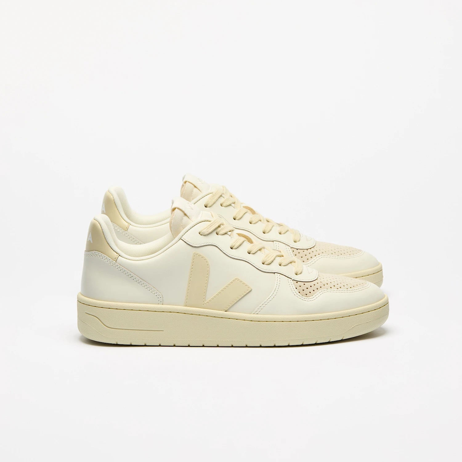 Veja Women's V 10 Leather Sneakers in Pure Calcaire - Eco-Friendly White Casual Shoes for Women | Perfect for Everyday Wear, Work & Travel