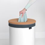 Brabantia 60L Laundry Hamper with Cork Lid - White | Large Capacity Clothes Bin for Bedroom, Bathroom & Laundry Room Organization
