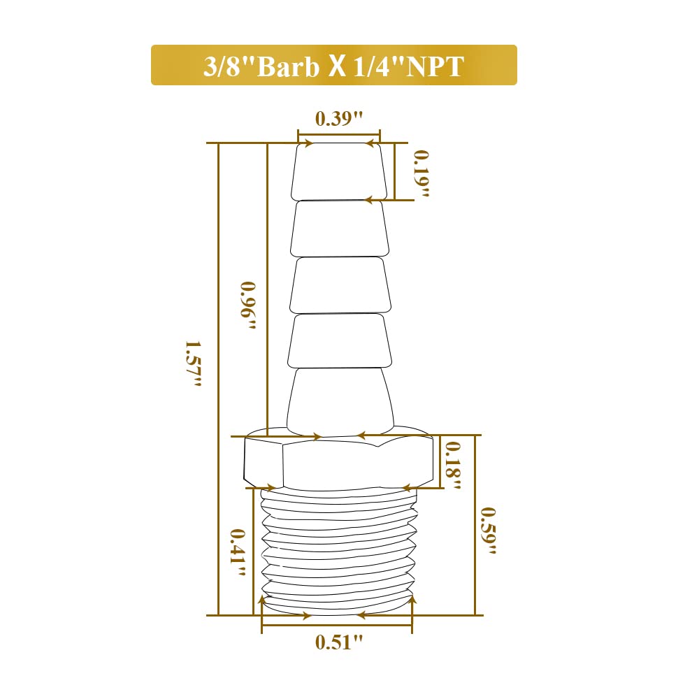 WiseWater 12-Pack Brass Hose Barb Fittings - 3/8