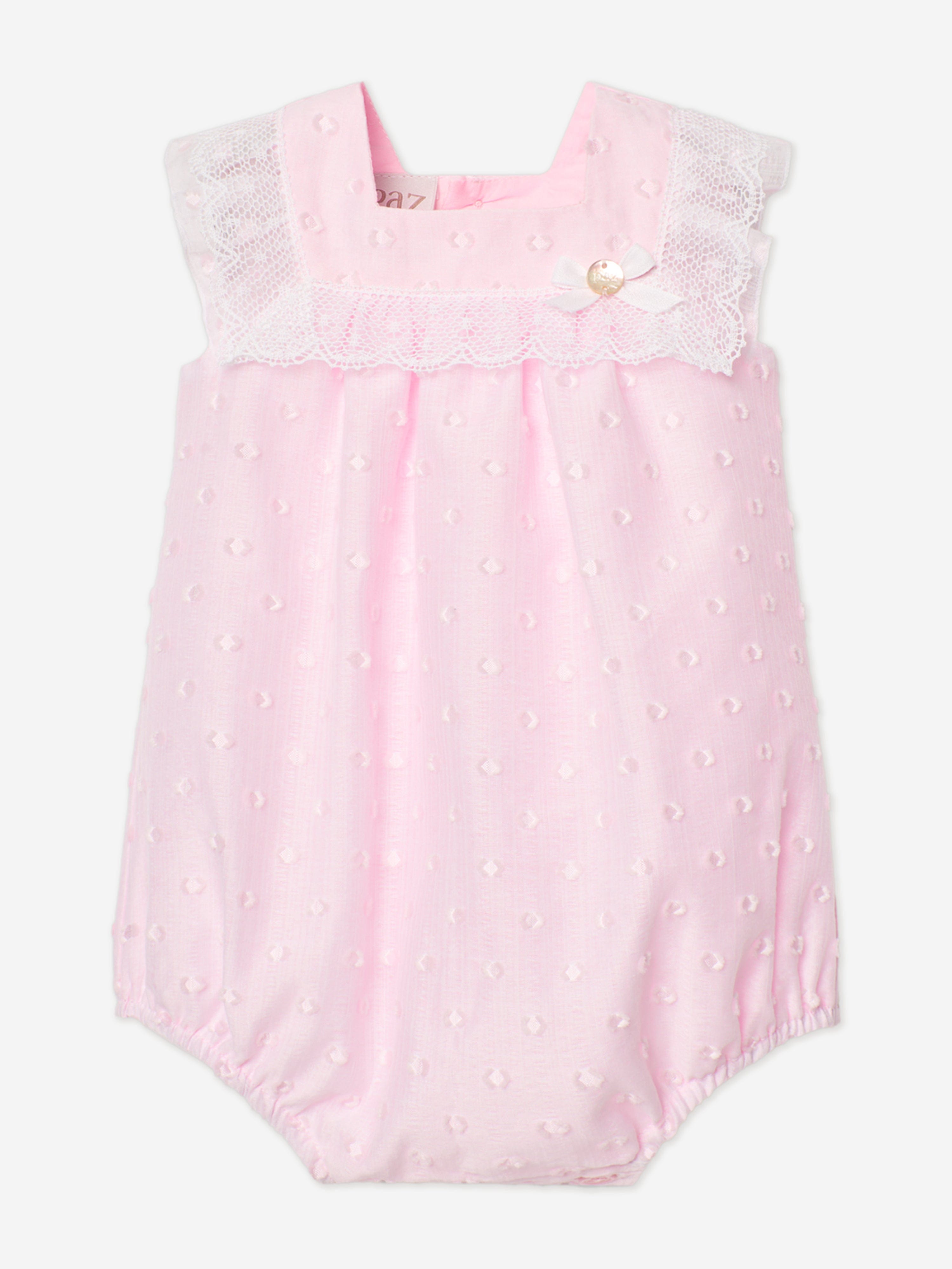 **Pink Lace Trim Romper for Baby Girls – Soft & Comfortable Outfit for Photos, Parties & Everyday Play**