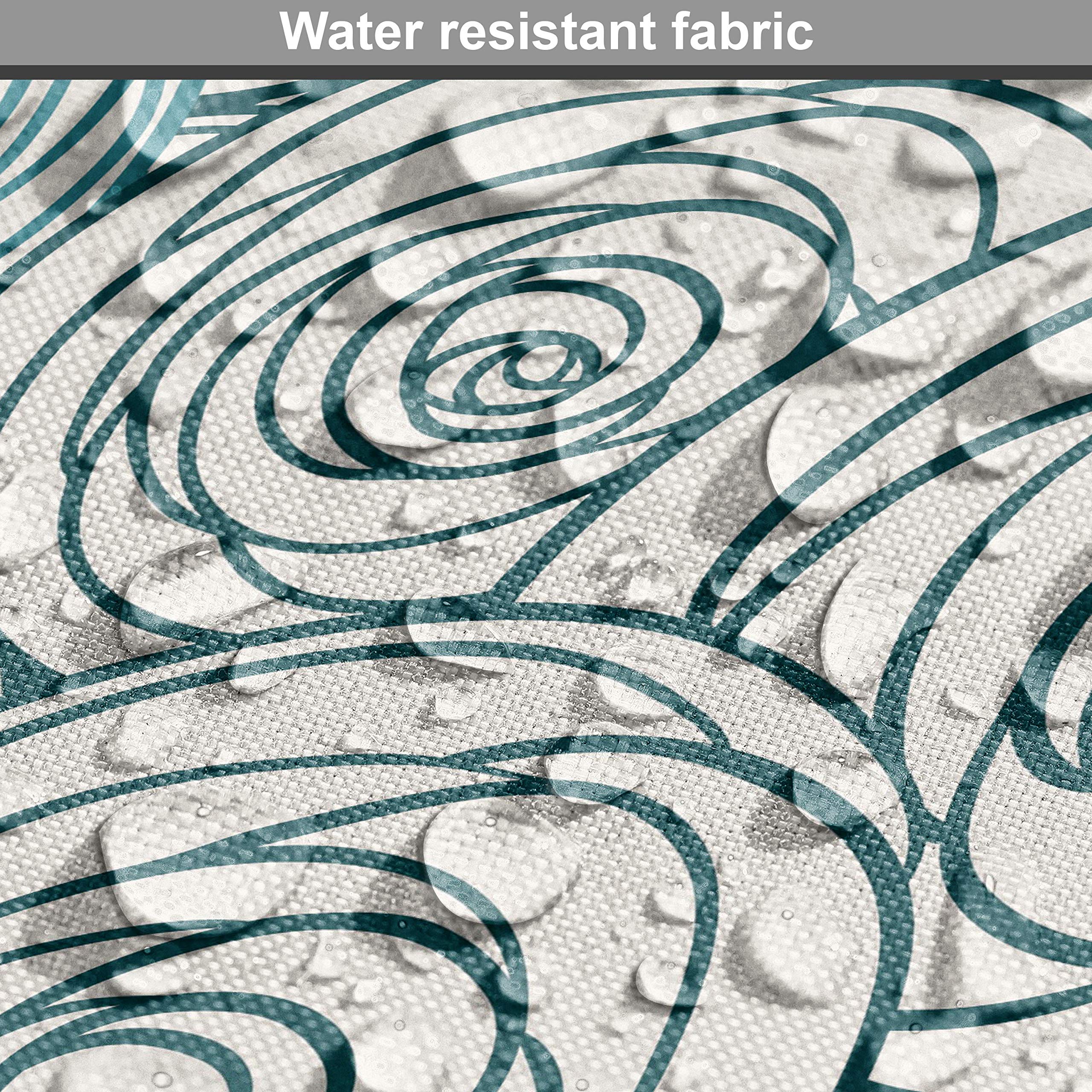 Ambesonne Rose Fabric by The Yard - Doodle Style Rose Blossoms Spring Nature Inspired Decorative Fabric for Upholstery, Curtains & DIY Home Decor | Dark Teal & Cream | Perfect for Bedding, Pillows & Table Runners