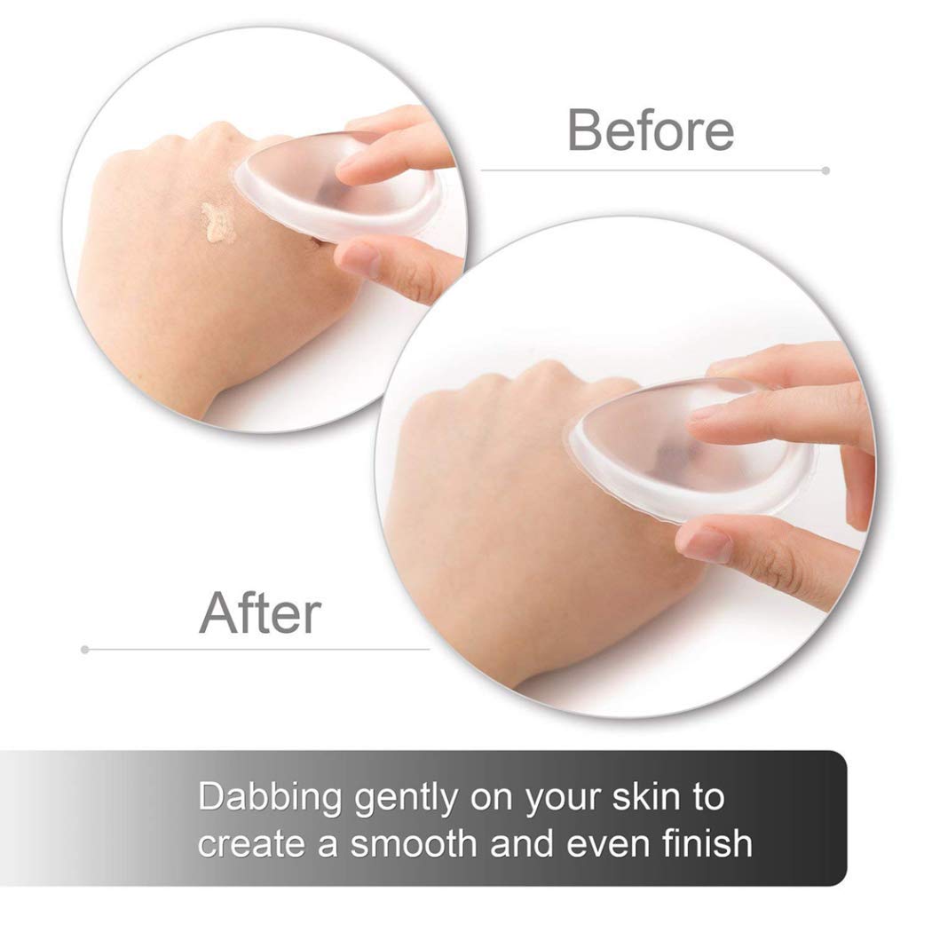 Washable Silicone Sponge Jelly Applicator for Cream Gel Foundation - Reusable Face Silisponge Makeup Blender Beauty Tool (2PCS, White) - Perfect for Flawless Liquid & Cream Makeup Application