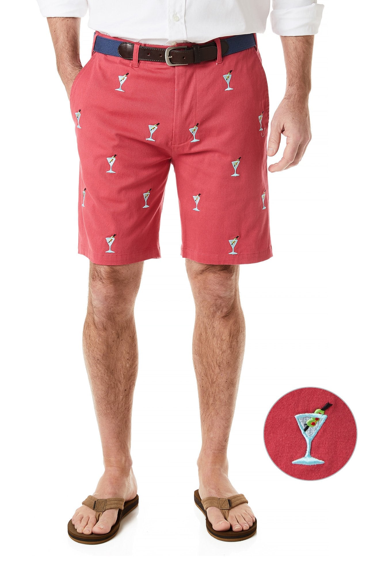 Cisco Short Stretch Twill Hurricane Red with Martini - Premium Men's Casual Shirt for Business & Travel - Comfortable & Stylish Office Wear