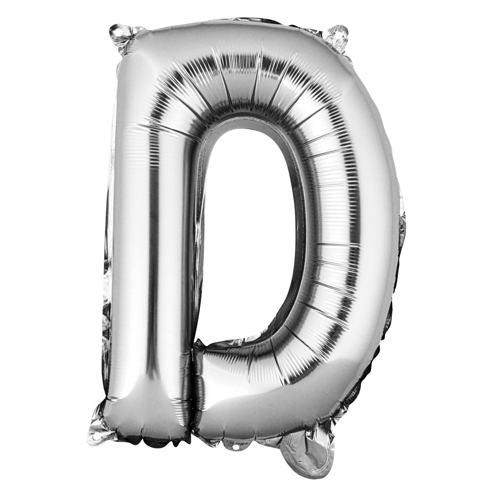 Balloonify Silver Mylar Letter D Balloon - 16 Inch Large Foil Alphabet Balloon for Birthday Party Decorations, Baby Showers & Graduation Celebrations (1 Count Box)