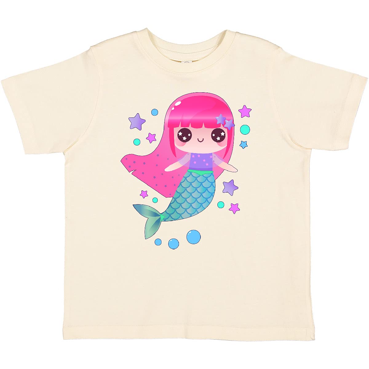 Cute Anime Mermaid Toddler T-Shirt - Pink Hair Bubble Design for Kids Play