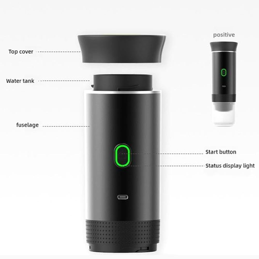 12V Portable Espresso Machine - Fast Heating Electric Coffee Maker for Car, Camping & Travel | Compact 3-in-1 Self-Heating Coffee Machine | Perfect for Road Trips, Hiking, RV & Office Use