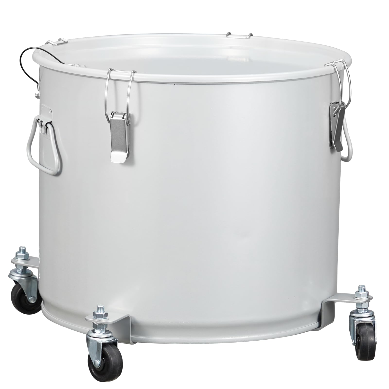 10 Gallon Fryer Grease Bucket - Coated Carbon Steel Oil Filter Pot with Caster Base & Lid Lock Clip - Oil Disposal Caddy & Transport Container with Nylon Filter Bag (Silver) - Ideal for Restaurant, Food Truck & Commercial Kitchen Deep Fryer Oil Storage & Recycling