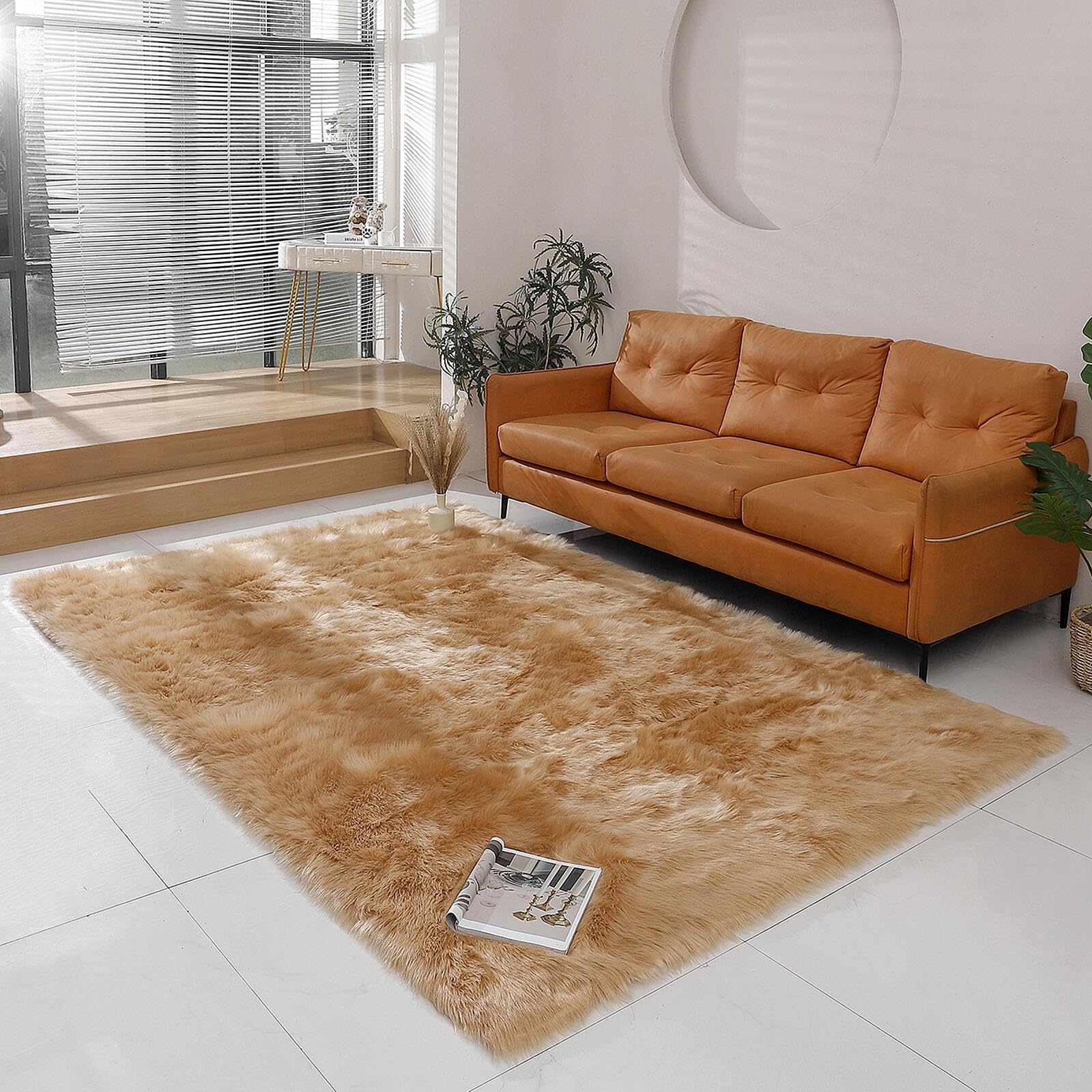 6x9 ft Faux Fur Rug - Soft Fluffy Sheepskin Shag Carpet for Bedroom, Living Room & Floor | Plush High-Density Rectangle Rug with Non-Slip Backing | Perfect for Cozy Home Decor, Sofa Cover & Bedside Mat