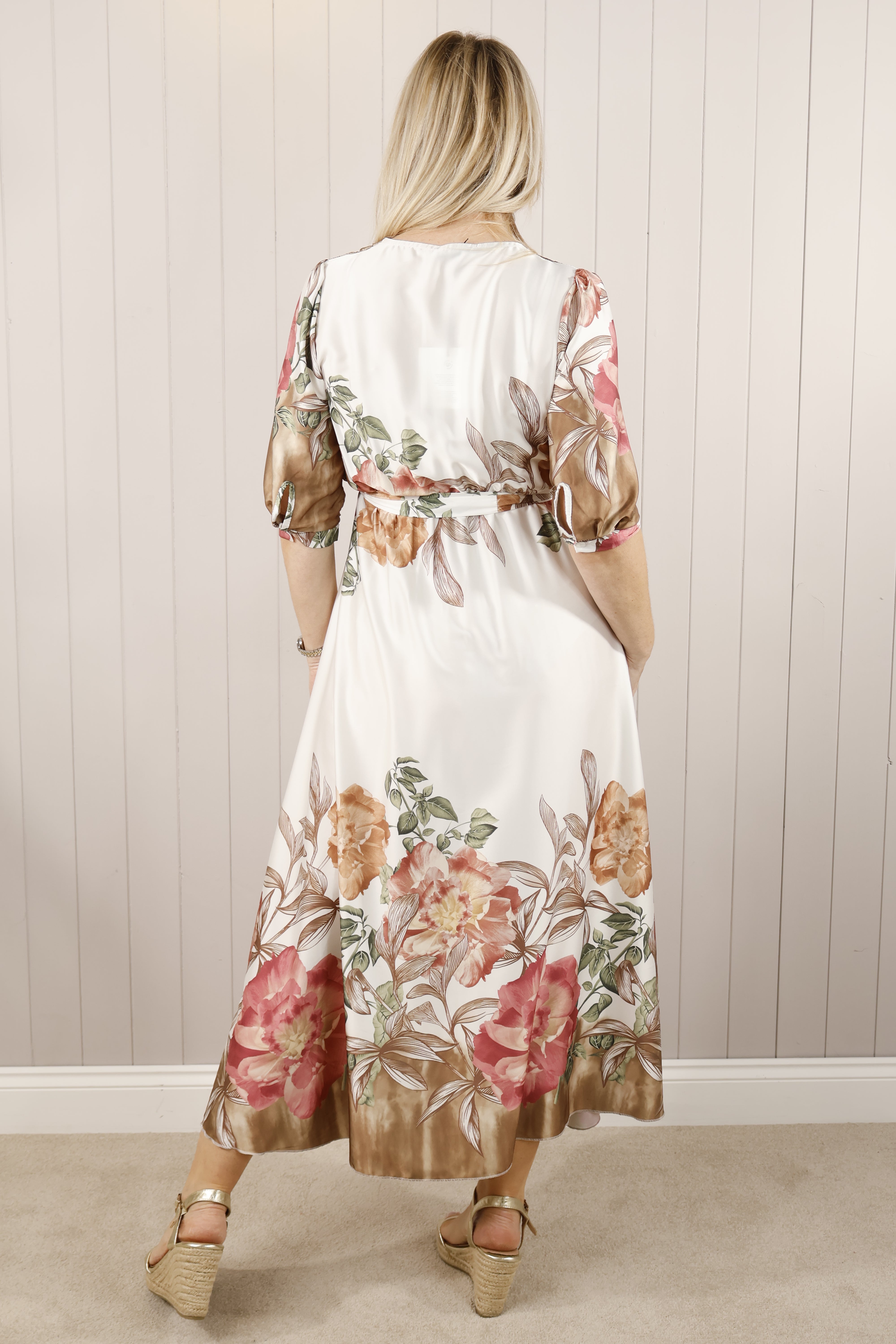 Nicole Floral Print Summer Dress for Women - Pink Flowy Maxi Dress with Pockets | Perfect for Beach Vacation, Wedding Guest & Date Night