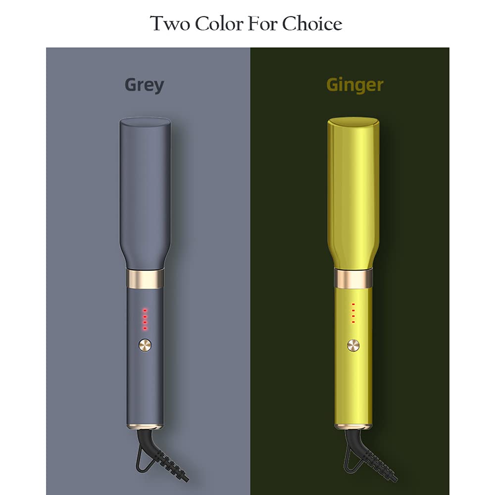 Foldable Hair Straightener Brush - Negative Ion PTC Fast Heating Hair Straightening Iron with 4 Temperature Settings - Dual Use as Hair Curler for Salon & Home Styling (Yellow, UK Plug) - Perfect for Travel, Daily Use & Professional Styling - Layfoo